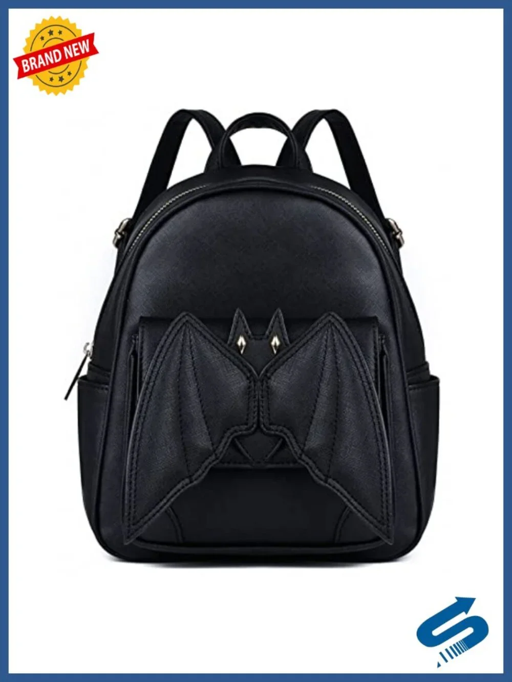 Mini Bat Backpack: Faux Leather Gothic Backpack with Wings Satchel Daypack